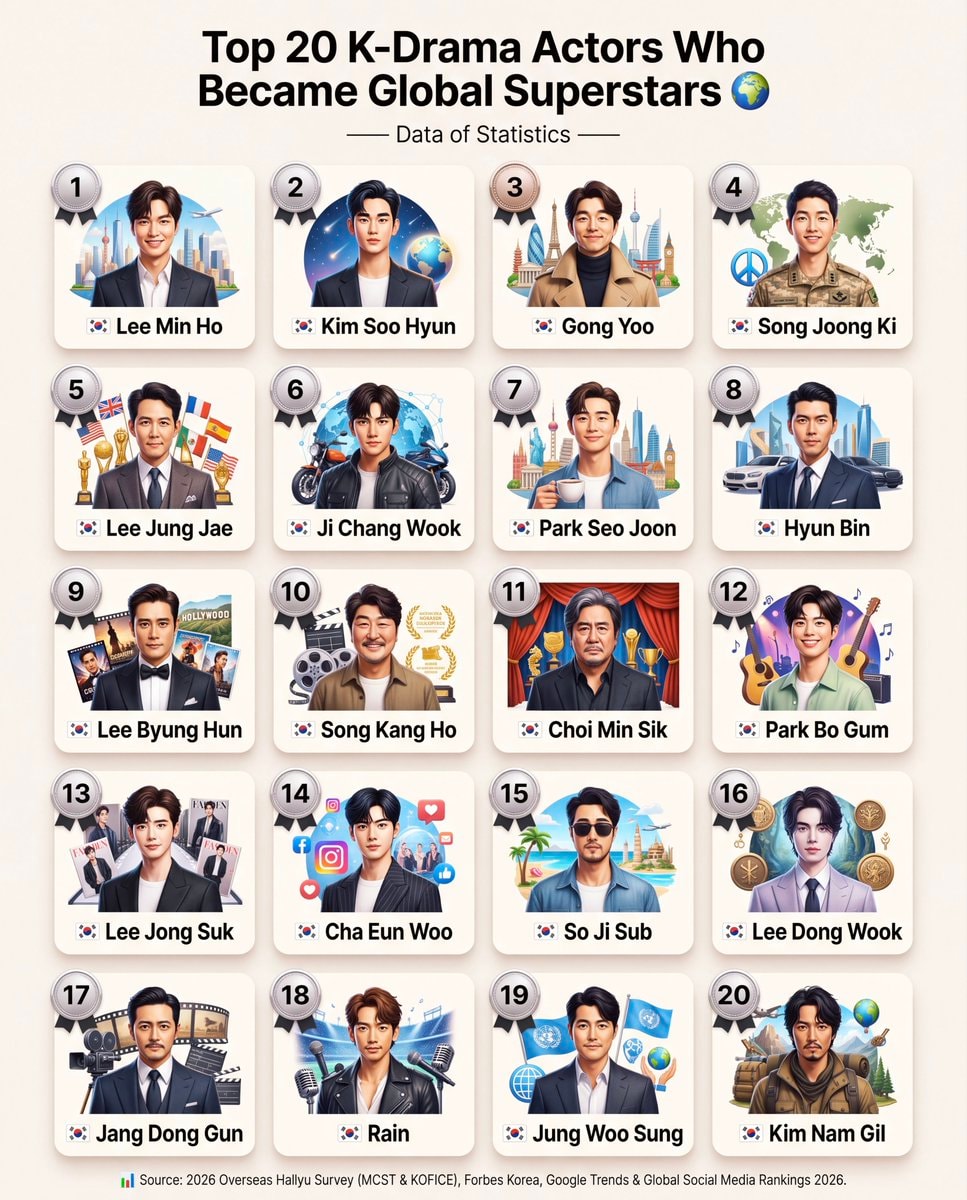 Top 20 K-Drama Actors Global Superstars 2026