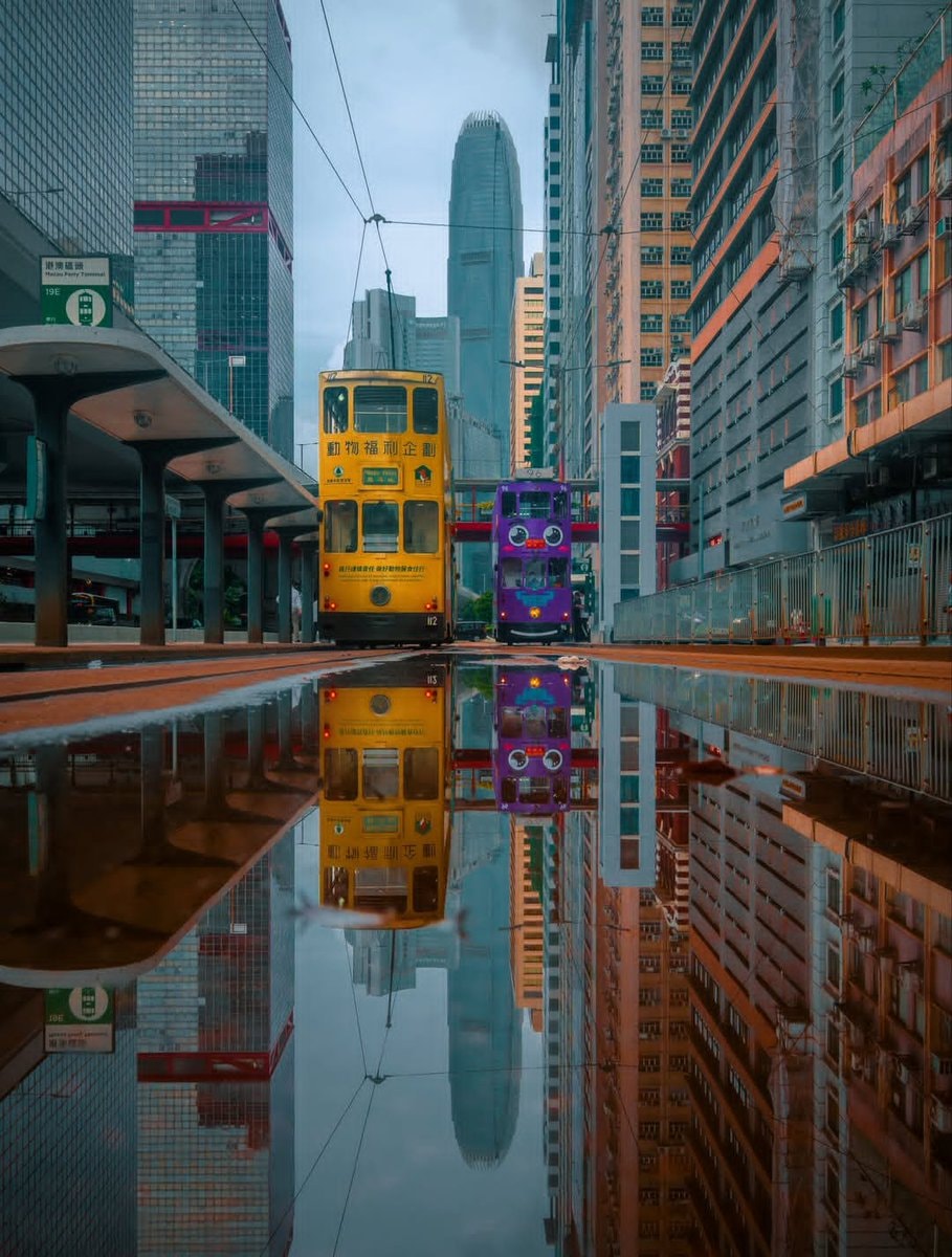 Hong Kong trams reflection (photo 1 of 3)