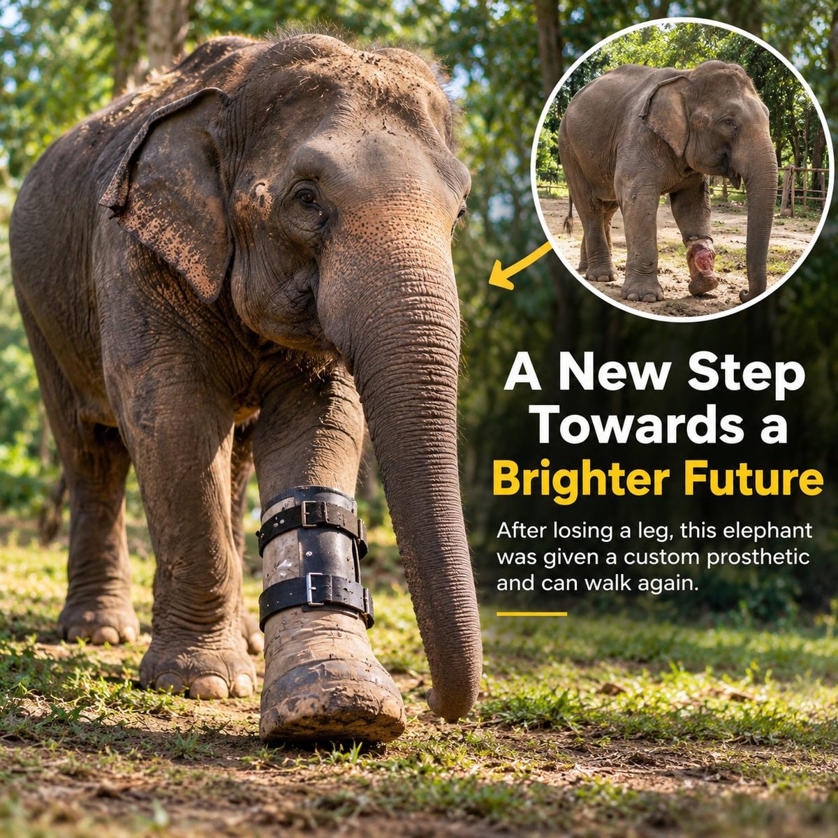 Elephant prosthetic leg recovery