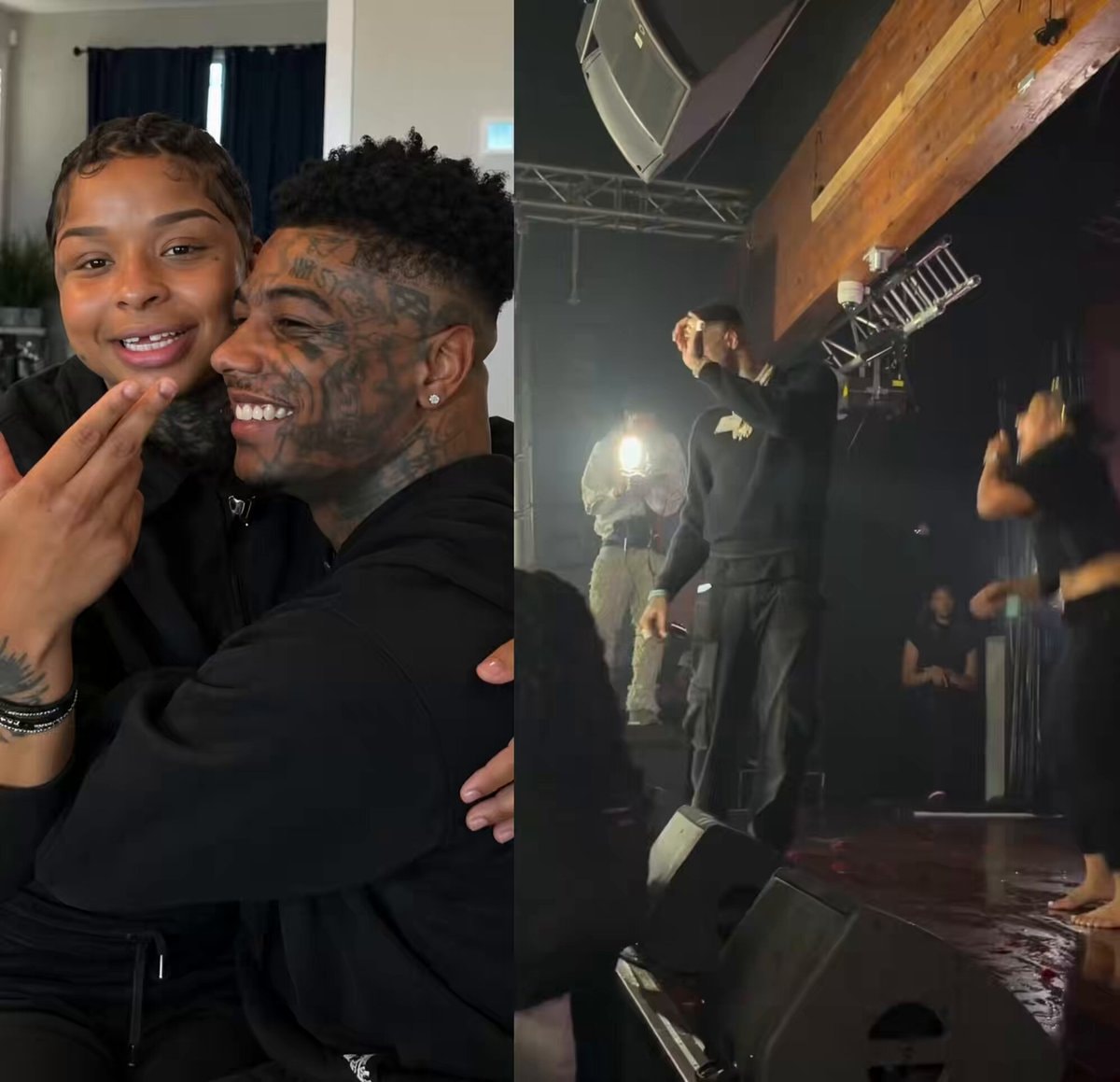 Chrisean Rock falls on stage with Blueface