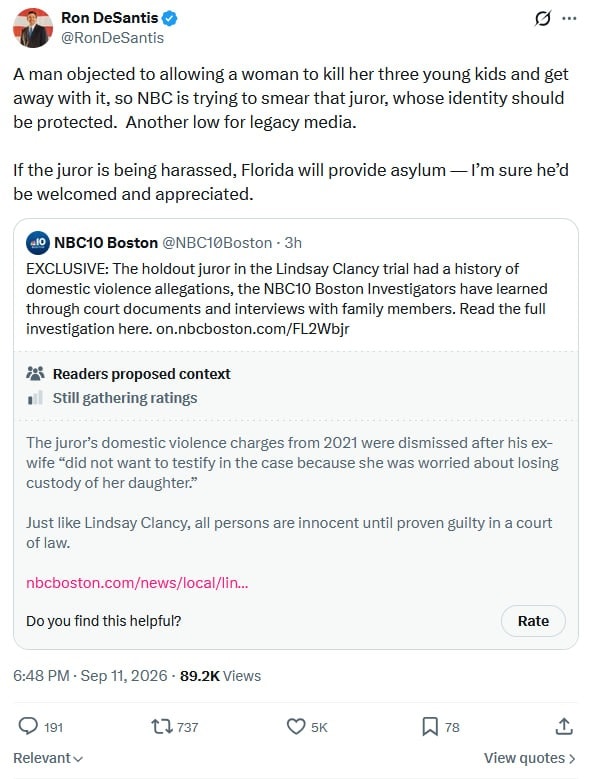 DeSantis offers asylum to Florida juror (photo 2 of 2)