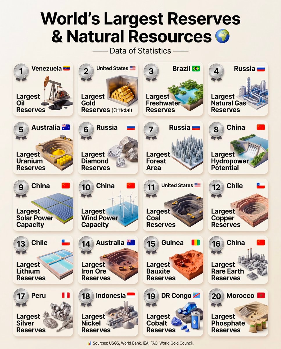 World's Largest Reserves & Natural Resources