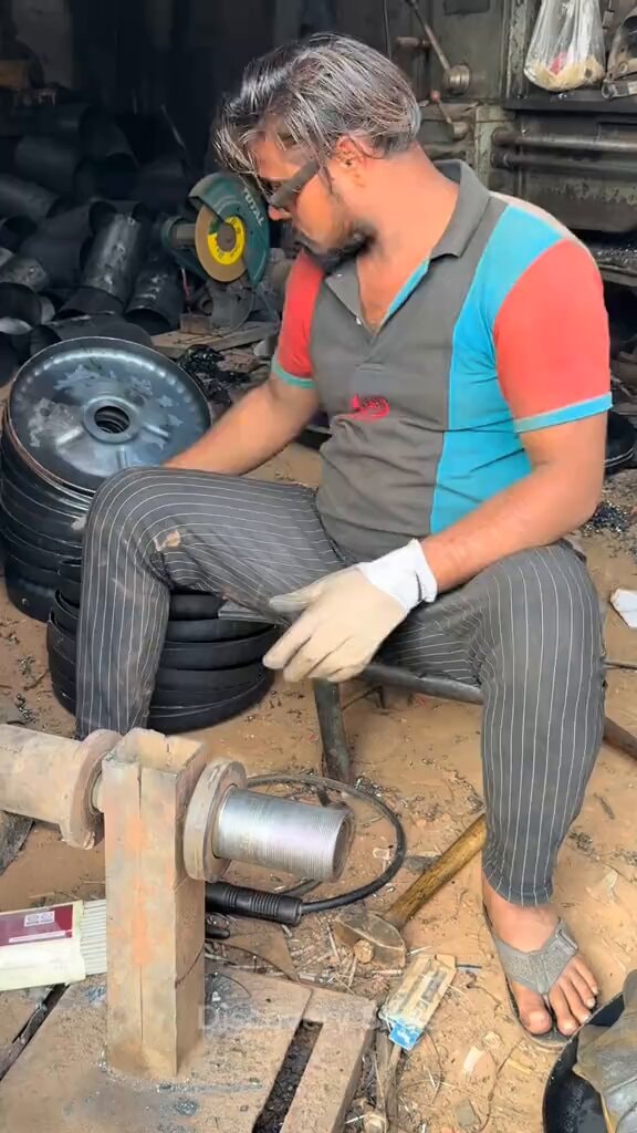 Welding steel into industrial wheels