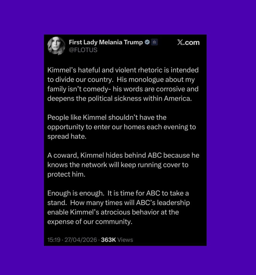 Melania Trump Jimmy Kimmel Response (photo 2 of 2)