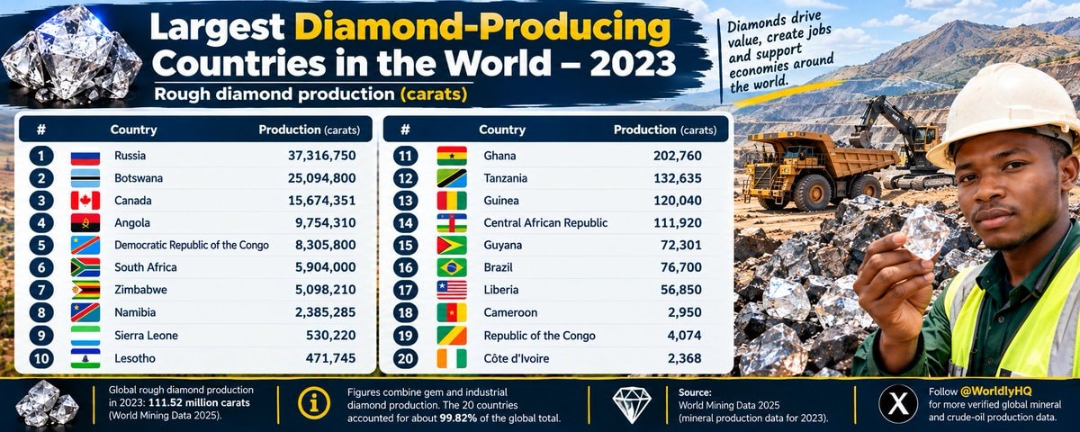Largest Diamond Producing Countries 2023
