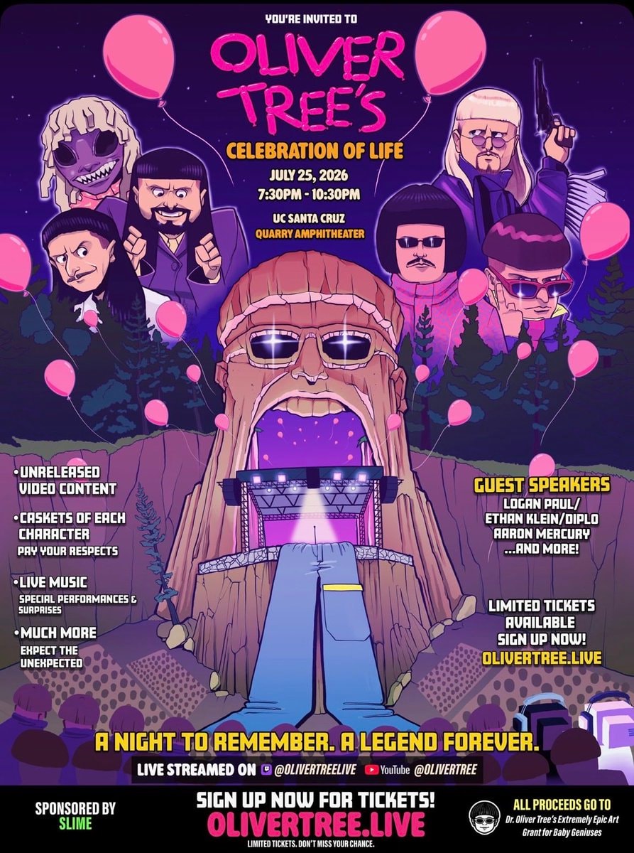 Oliver Tree's Celebration of Life poster (photo 1 of 4) Oliver Tree's Celebration of Life poster (photo 1 of 4)