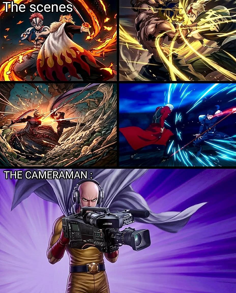 Saitama One-Punch Man cameraman meme