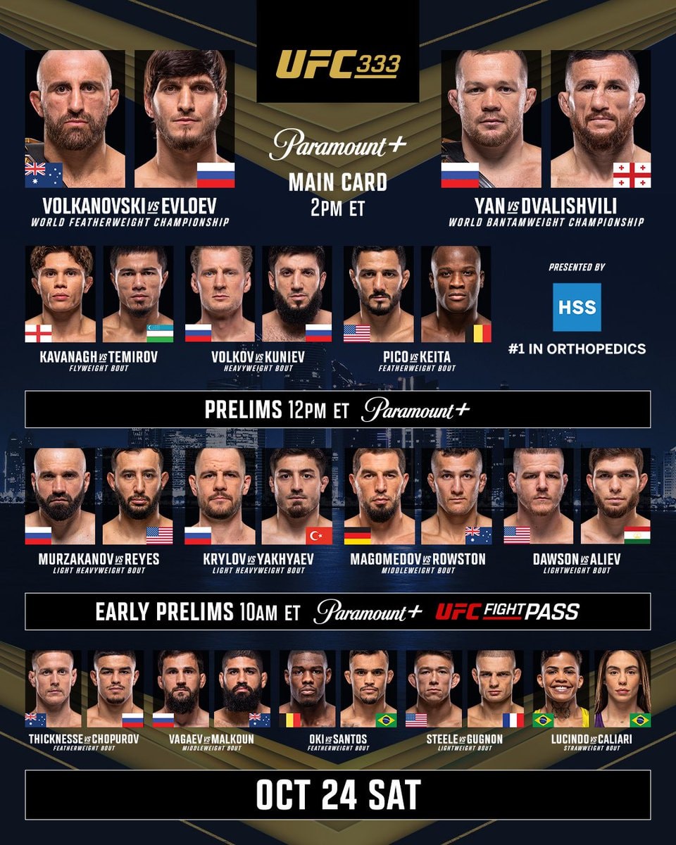 UFC 333 fight card