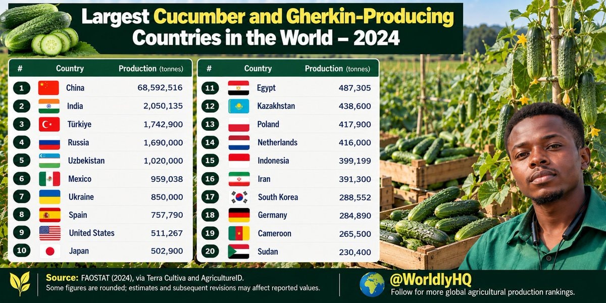 Cucumber and Gherkin Production by Country 2024