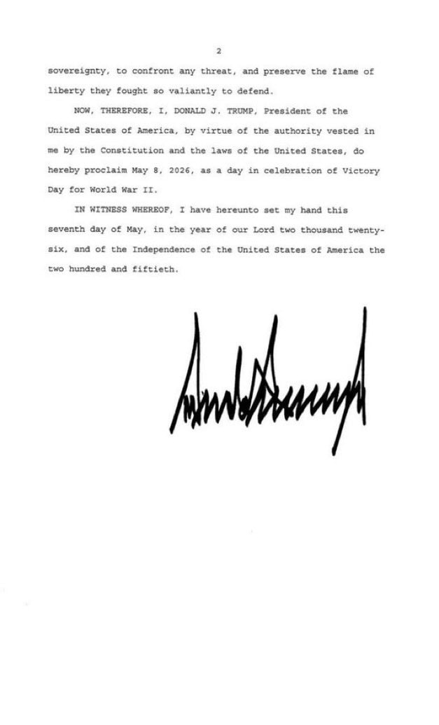 Trump May 8 Victory Day 🇺🇸 (photo 2 of 2)