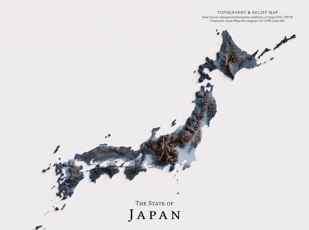 Japan topography map