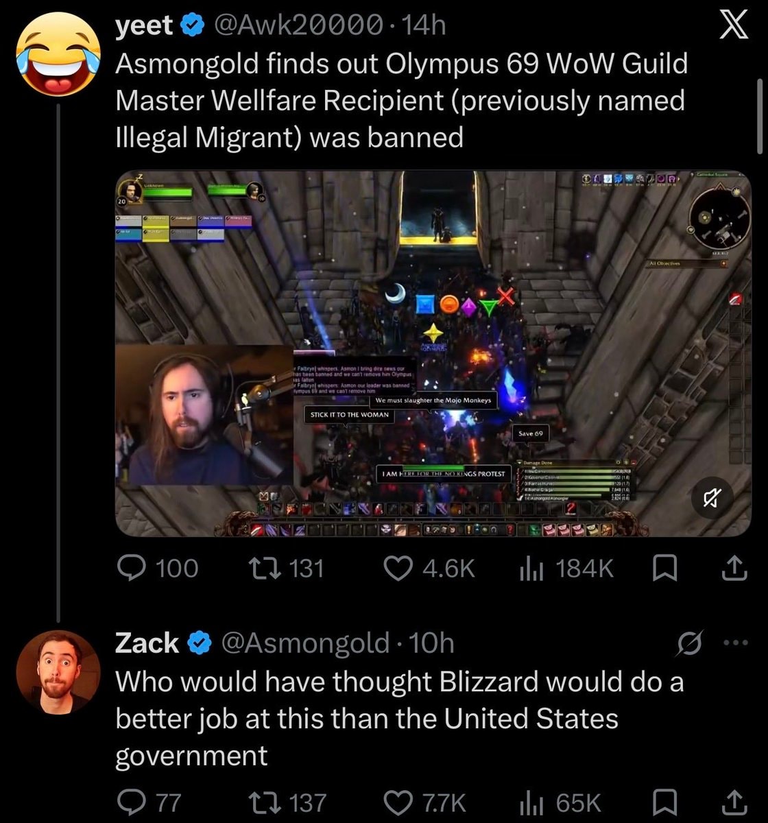 Asmongold Blizzard US government joke