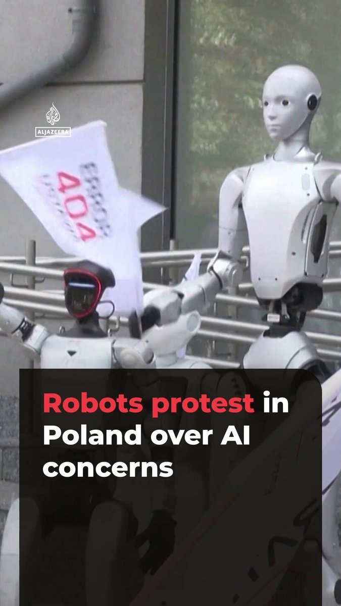 Robots protest in Poland over AI concerns