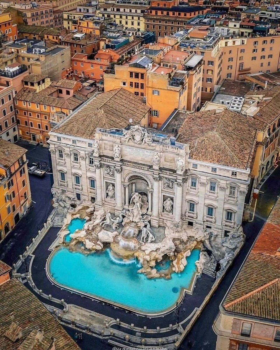 Trevi Fountain aerial Rome