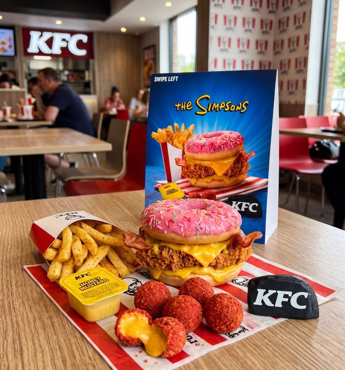 KFC Simpsons frosted donut burger menu
