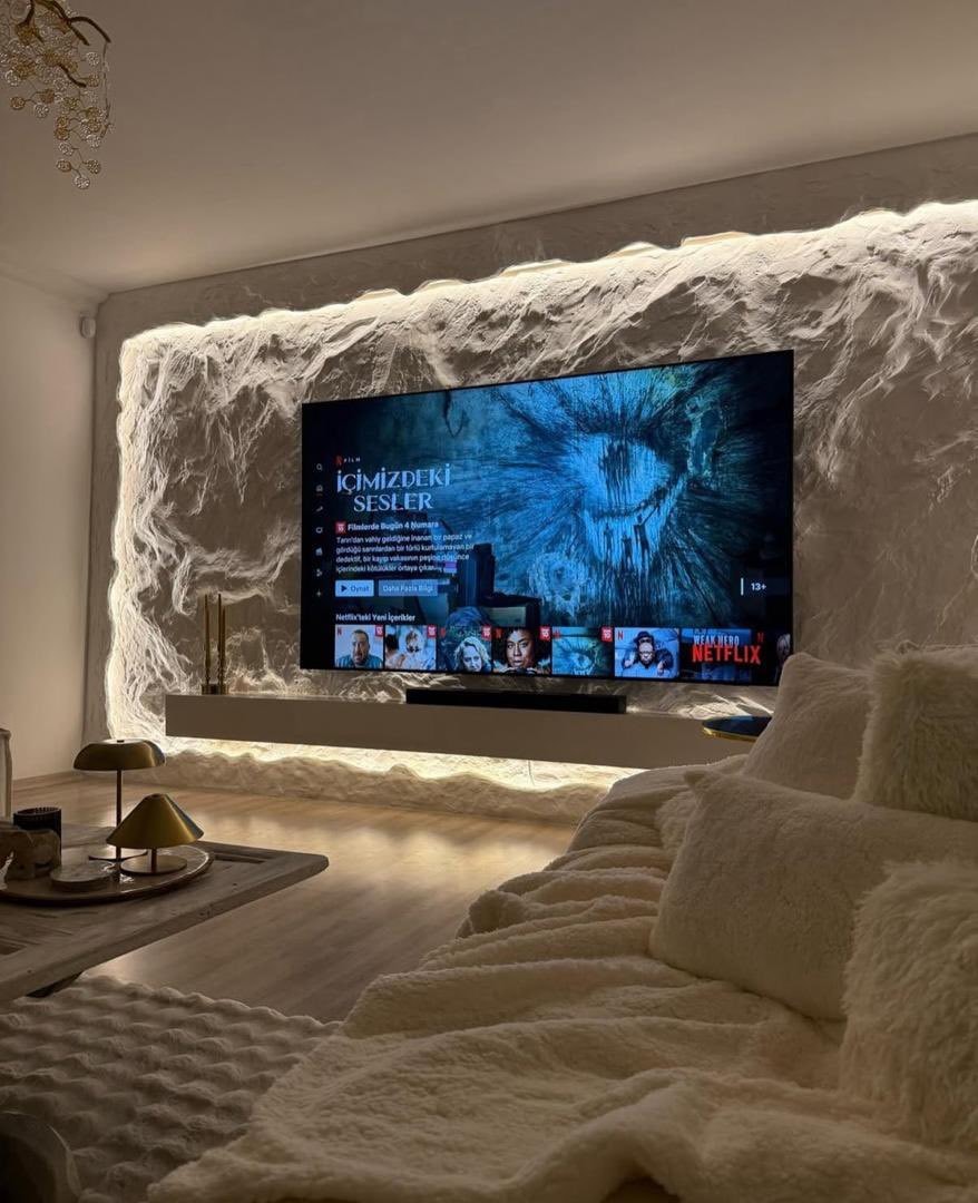 cozy netflix living room setup