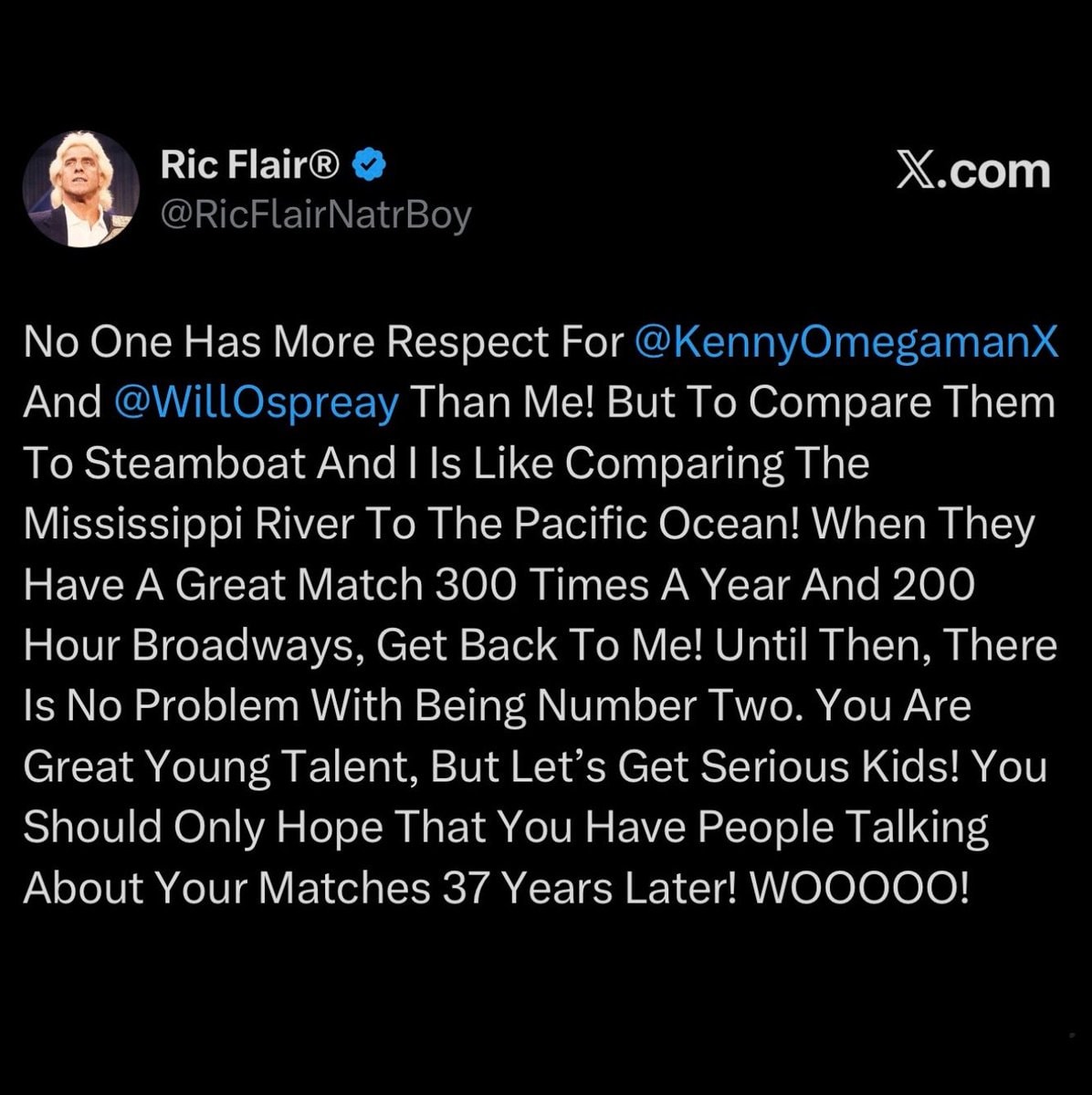 Ric Flair on Ospreay Omega vs Steamboat (photo 1 of 2)