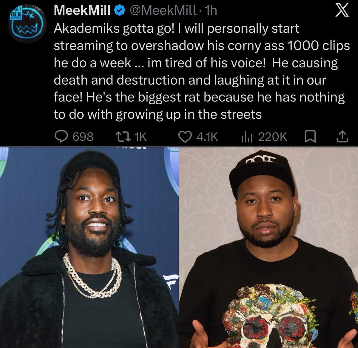 Meek Mill vs Akademiks streaming Meek Mill vs Akademiks streaming
