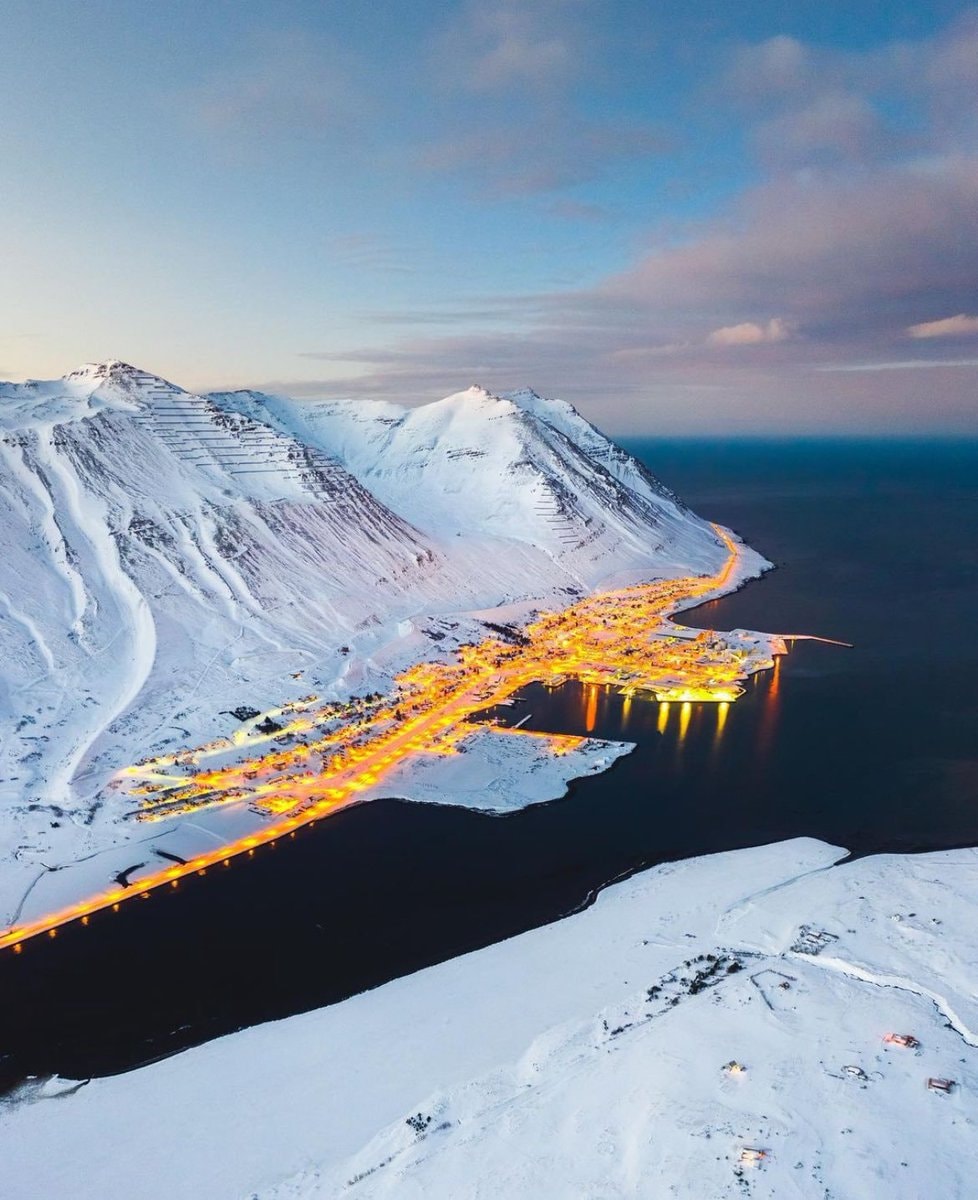 Siglufjörður Iceland winter lights