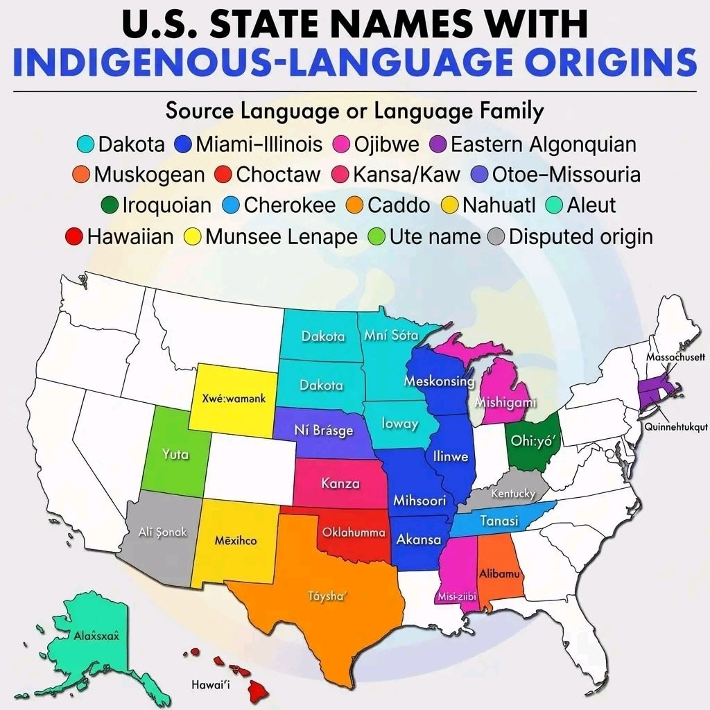 U.S. State Names With Indigenous-Language Origins
