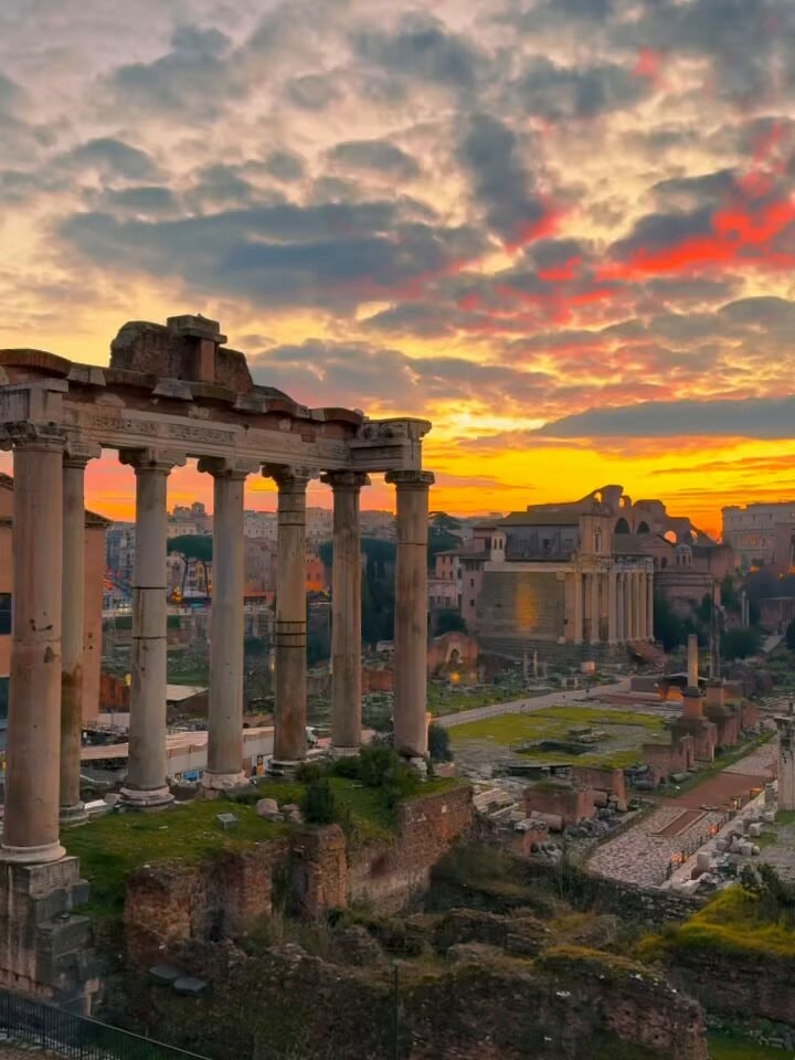 rome italy ancient ruins sunset