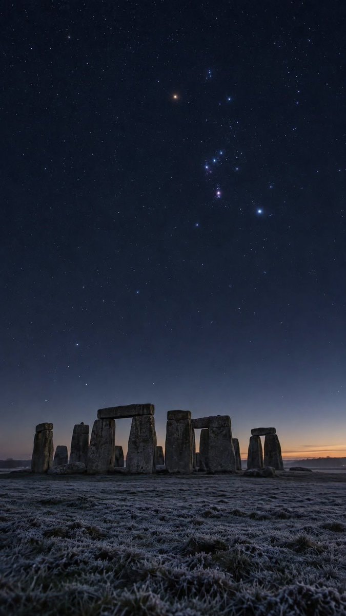 Stonehenge under a starry night sky