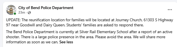 Bend OR school reunification update