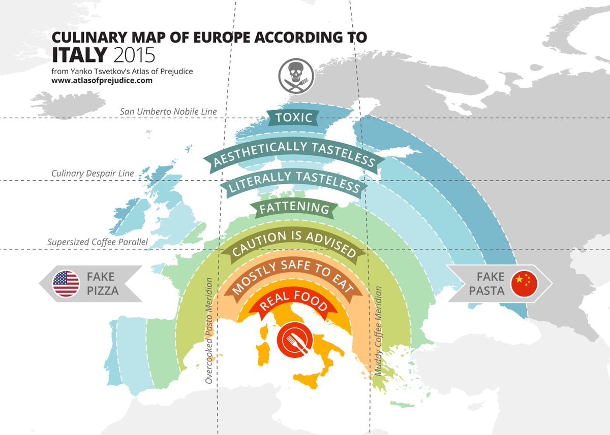 Culinary Map of Europe According to Italy