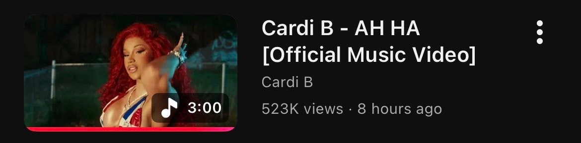 Cardi B AH HA 523K views