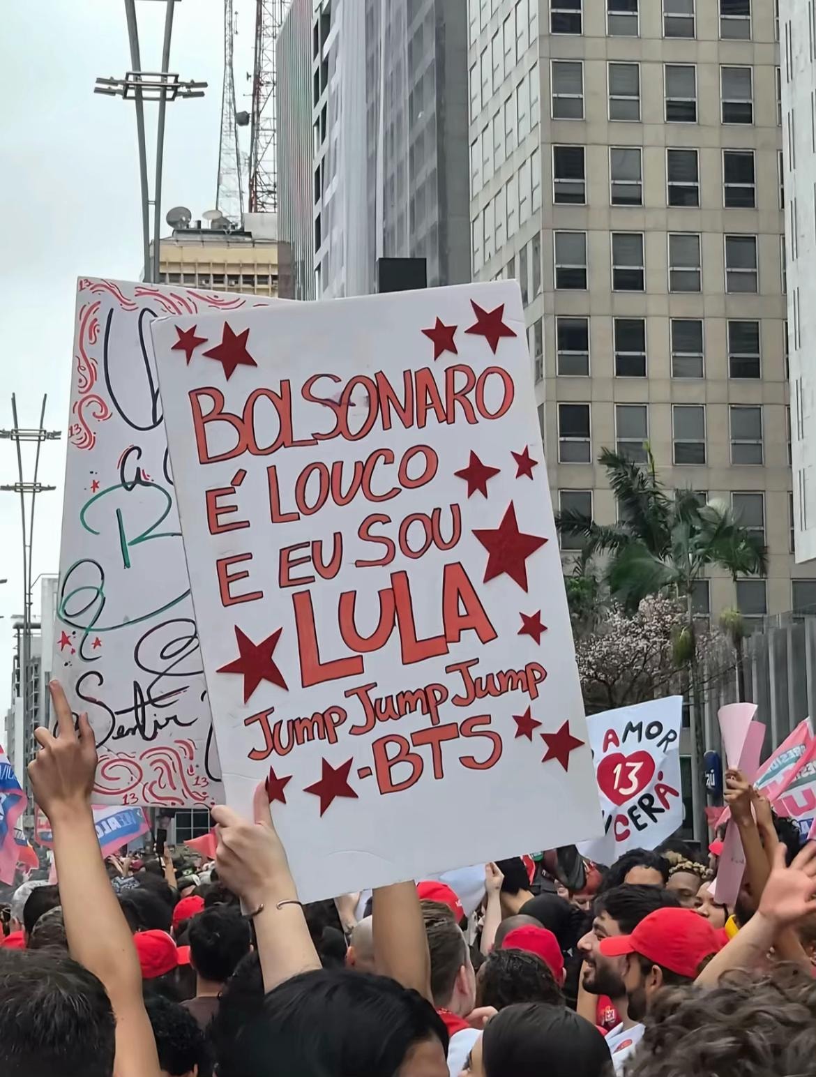 BTS protest sign