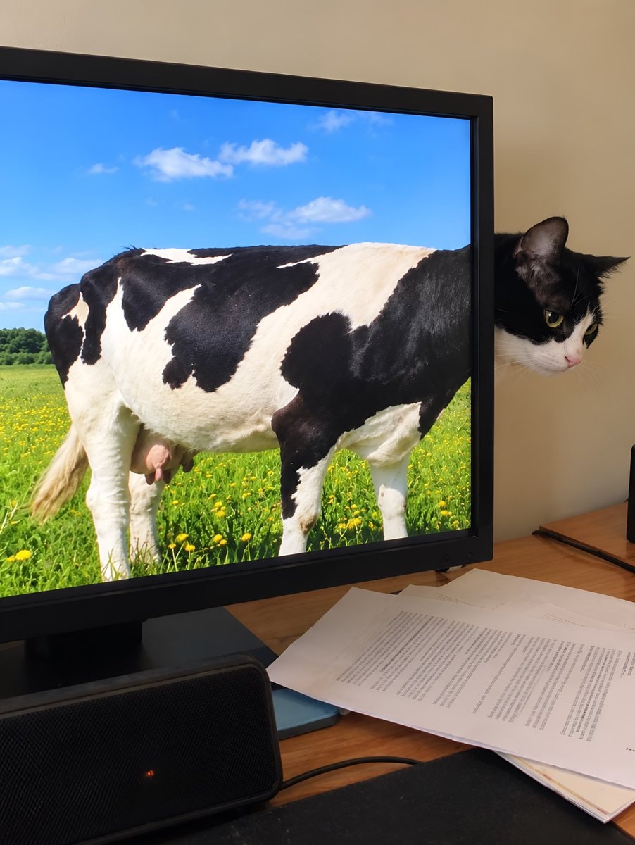 cat peeking from monitor