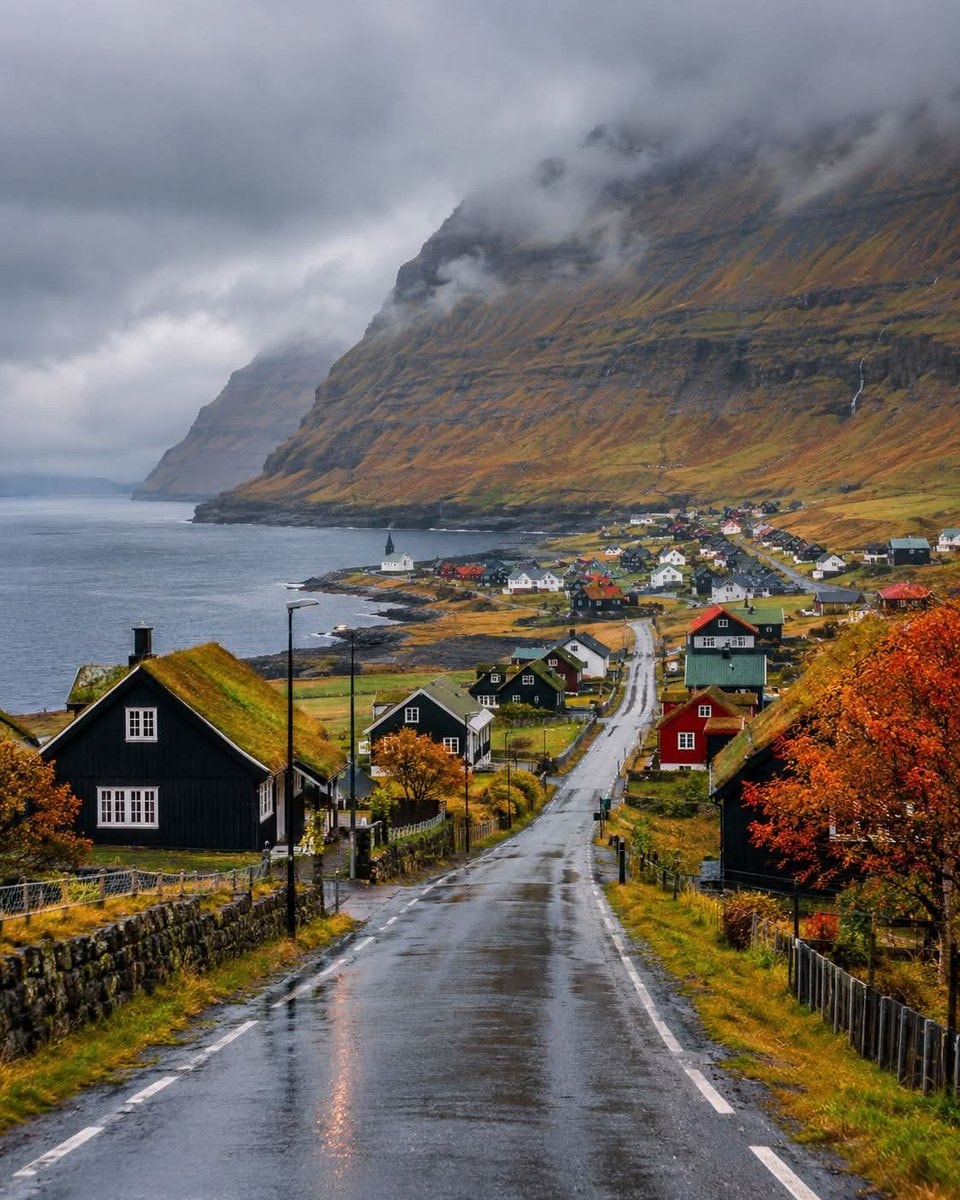 Faroe Islands village by the coast
