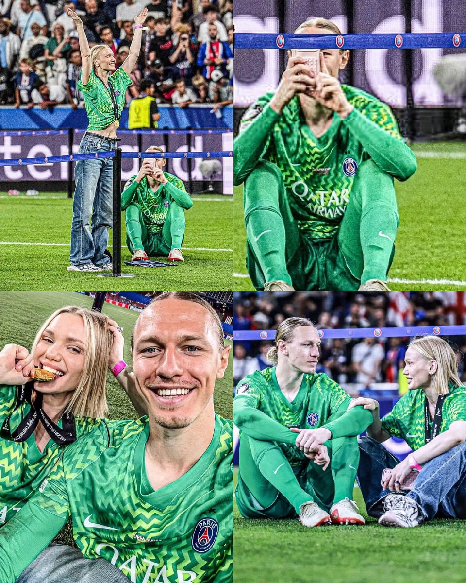 Matvei Safonov PSG Super Cup celebration with wife