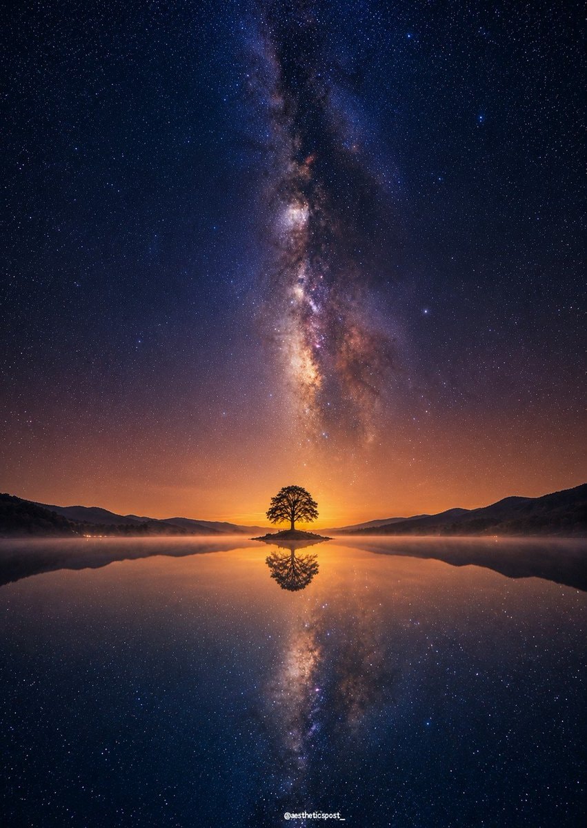 Lone tree island Milky Way reflection