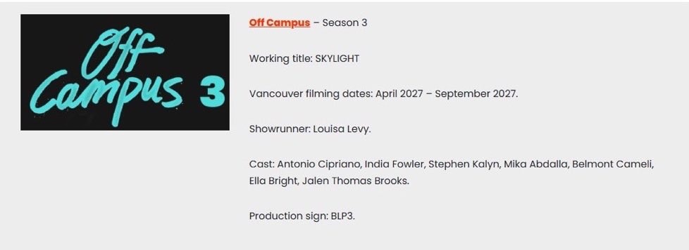 filming dates update