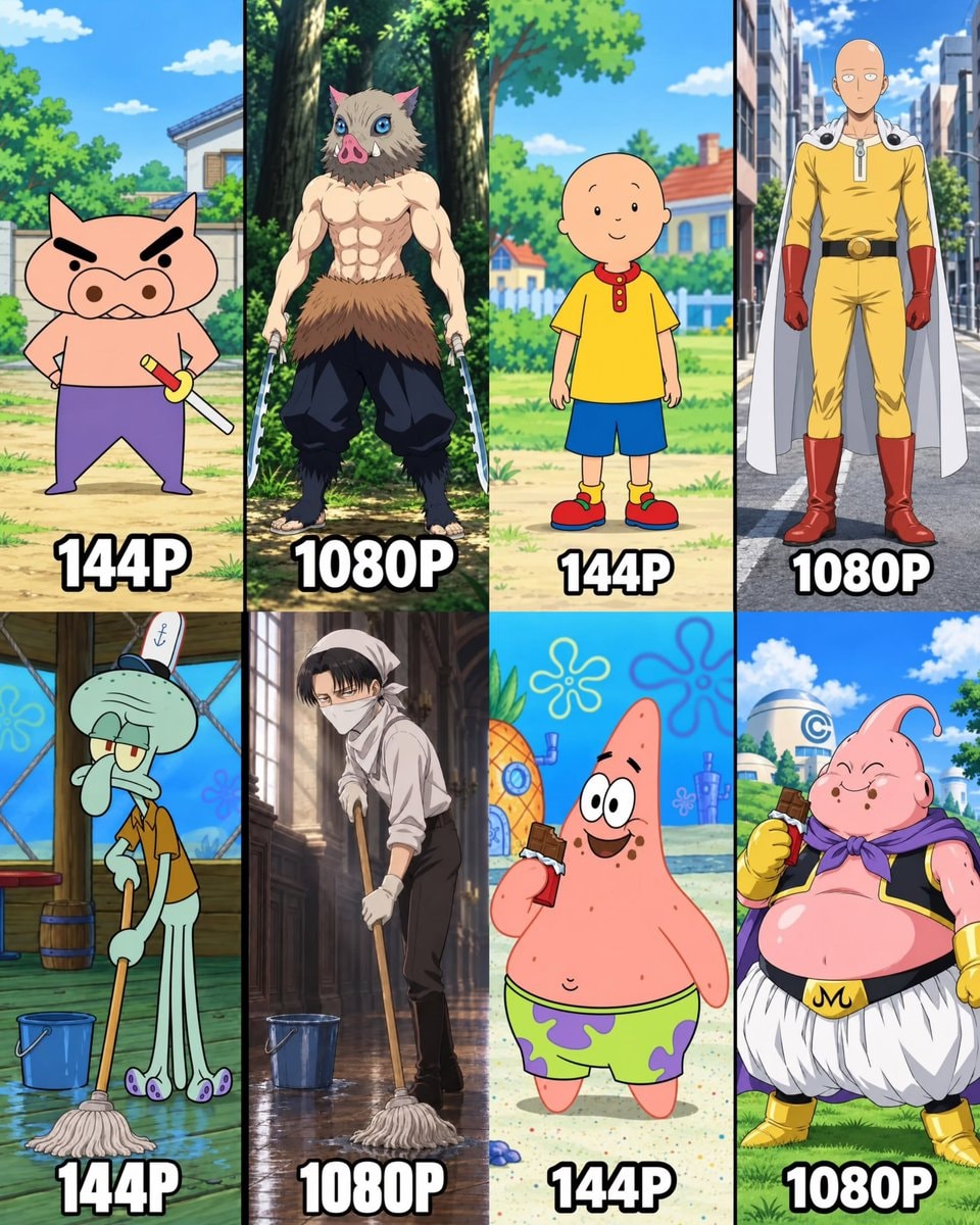 Anime 144P vs 1080P comparison