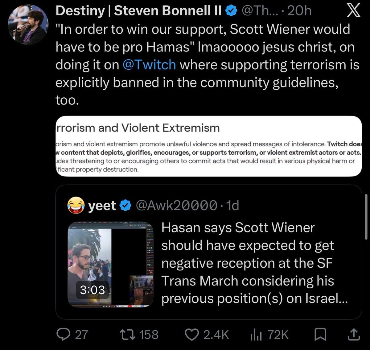 Destiny tweets about Hasan out of touch (photo 2 of 3)