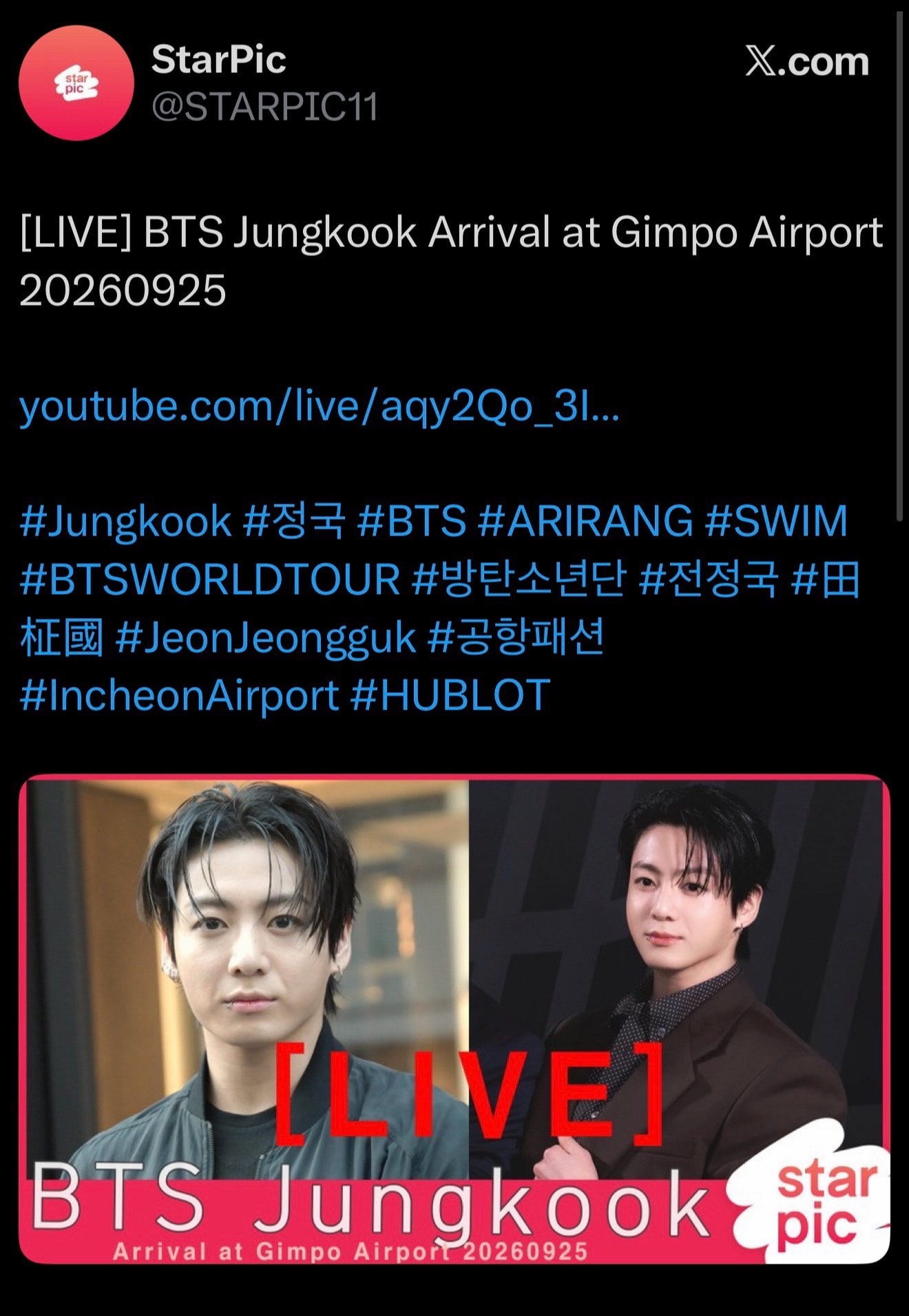 Jungkook returning to South Korea