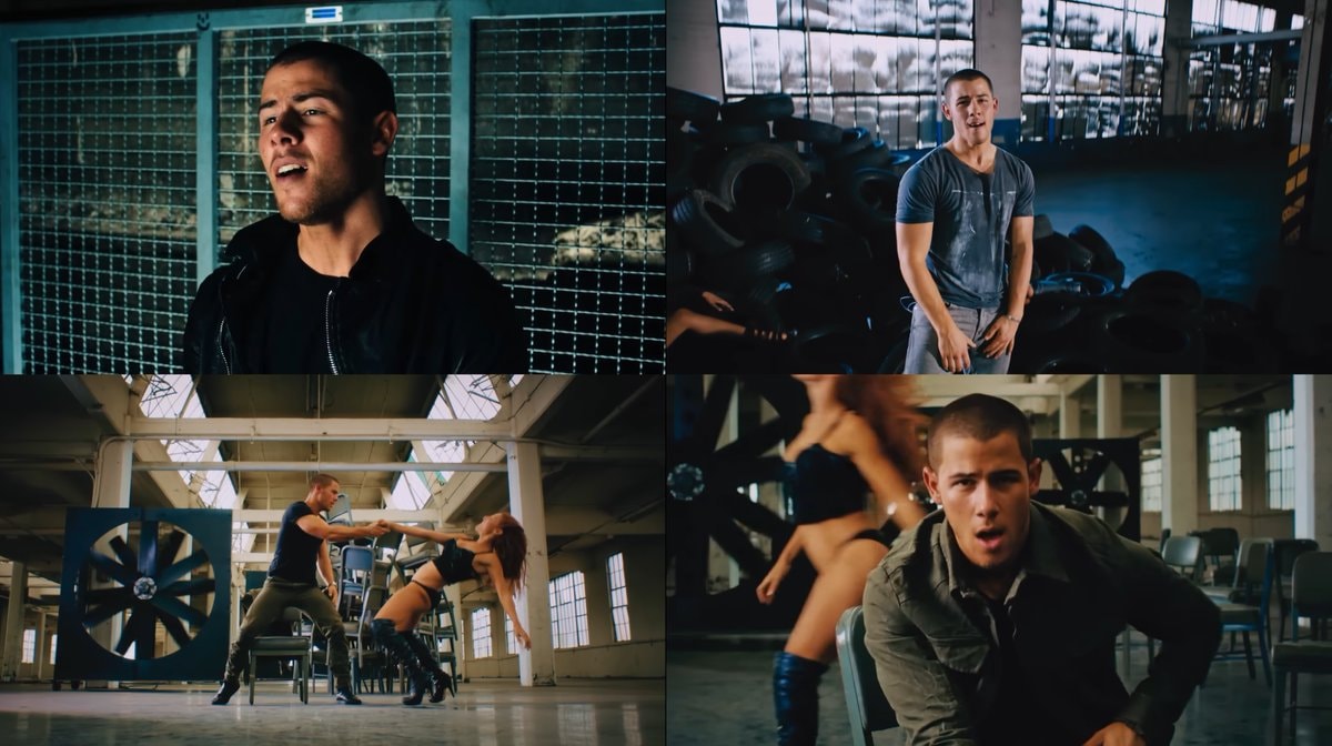 Nick Jonas Levels music video collage