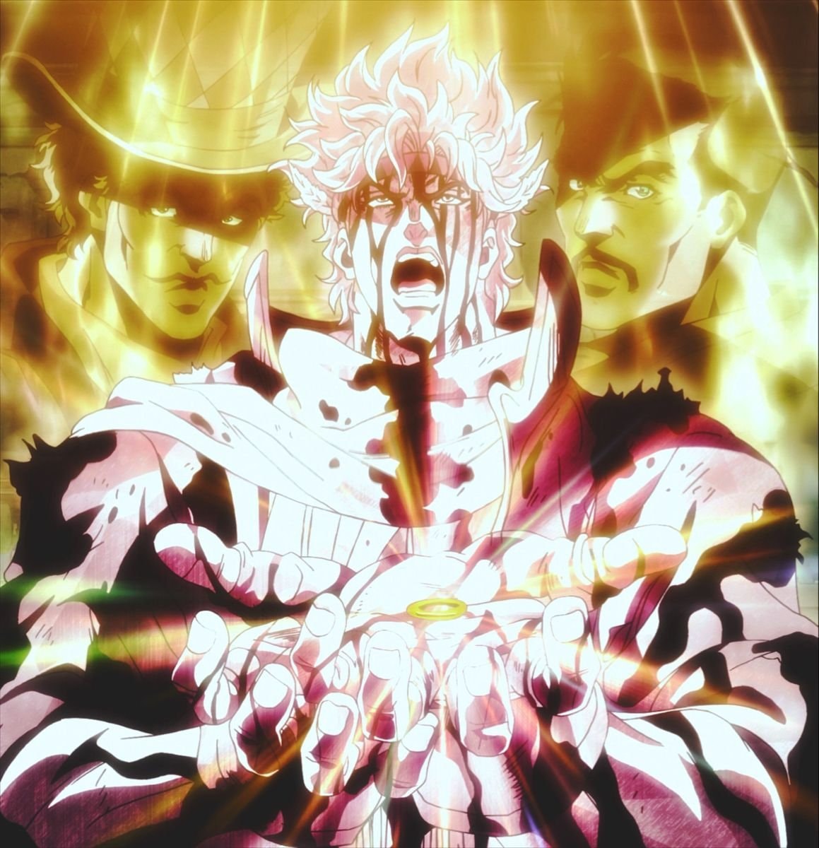 distressed anime character reaching for ring