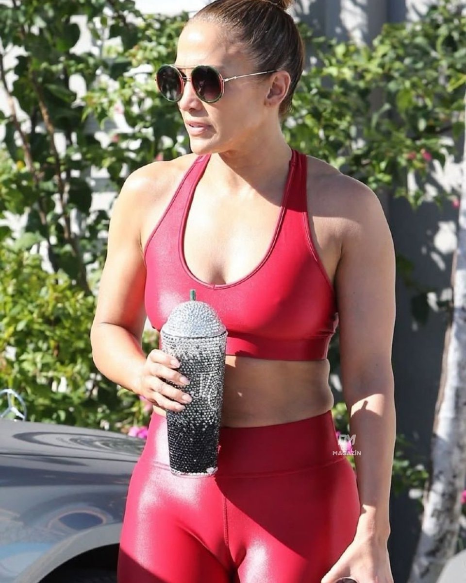 Jennifer Lopez red tracksuit