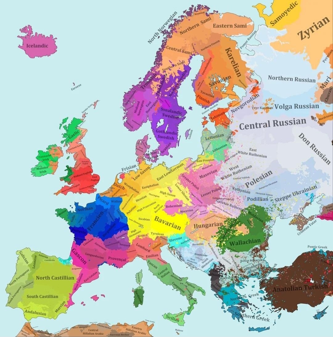 Europe linguistic map 1815