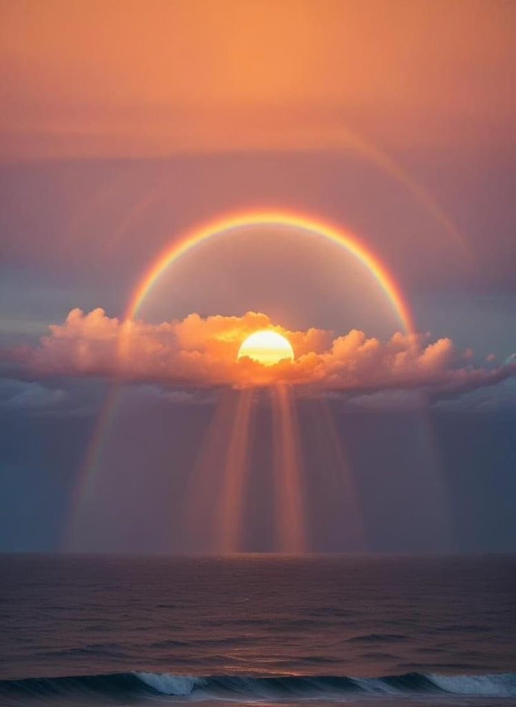 Sunset sun halo over water (photo 2 of 2)