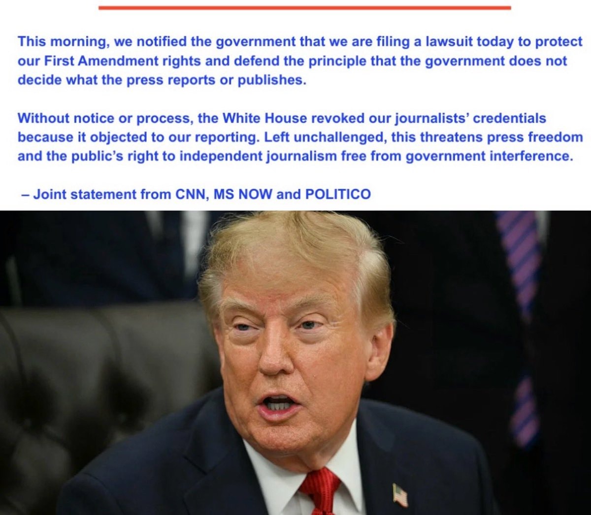 Media groups sue Trump admin over White House ban