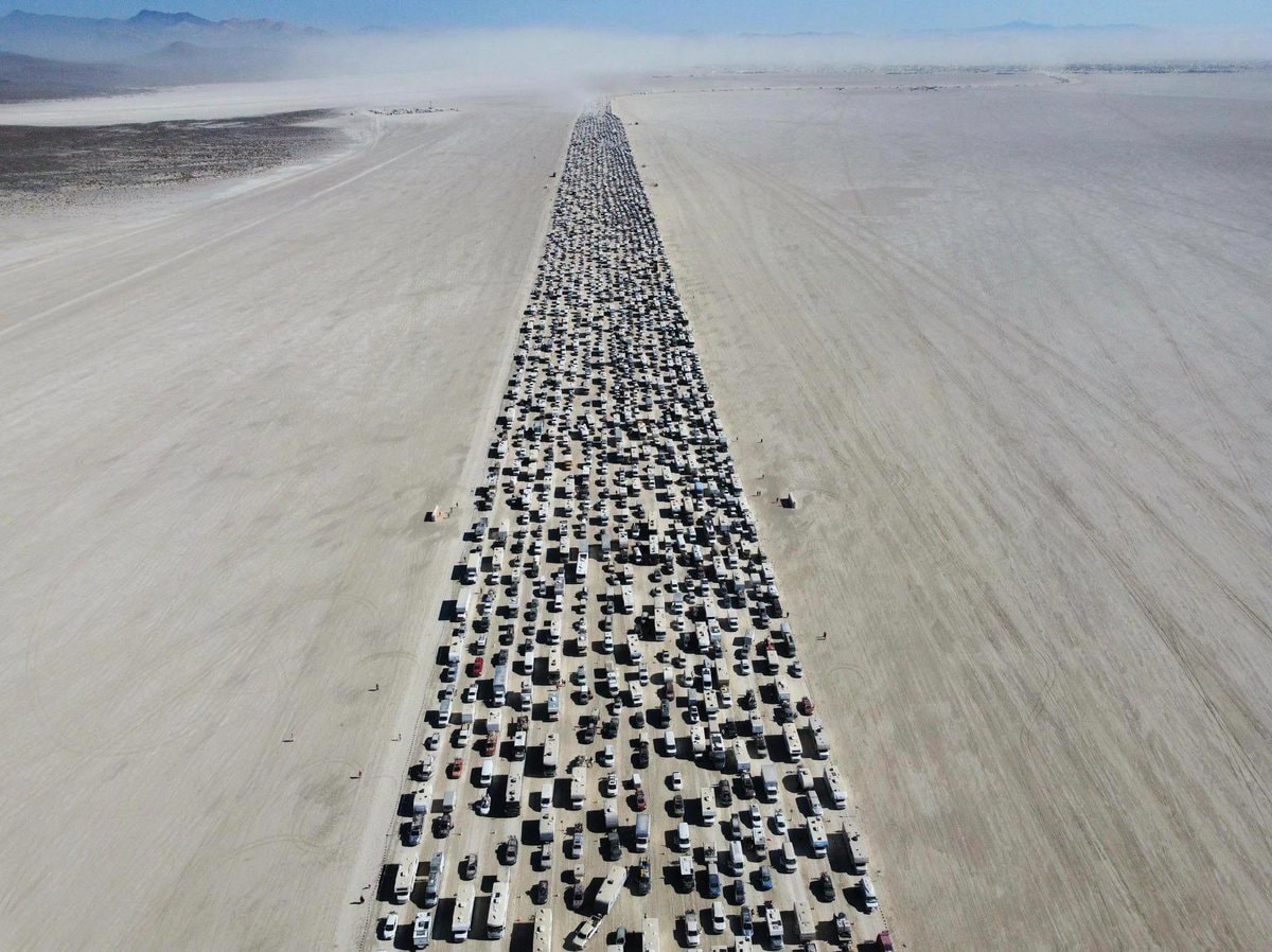 Burning Man exit traffic jam