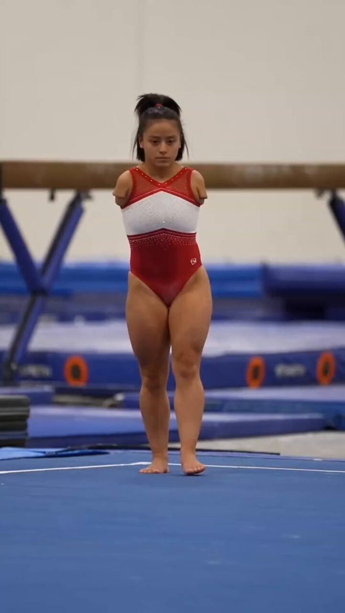 Armless AI gymnast balance beam routine