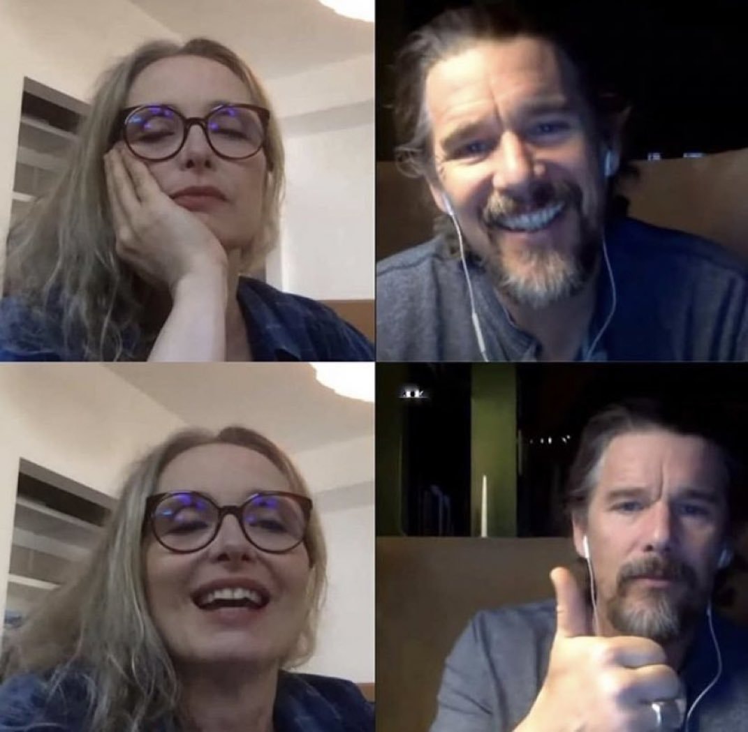 Julie Delpy Ethan Hawke Zoom call