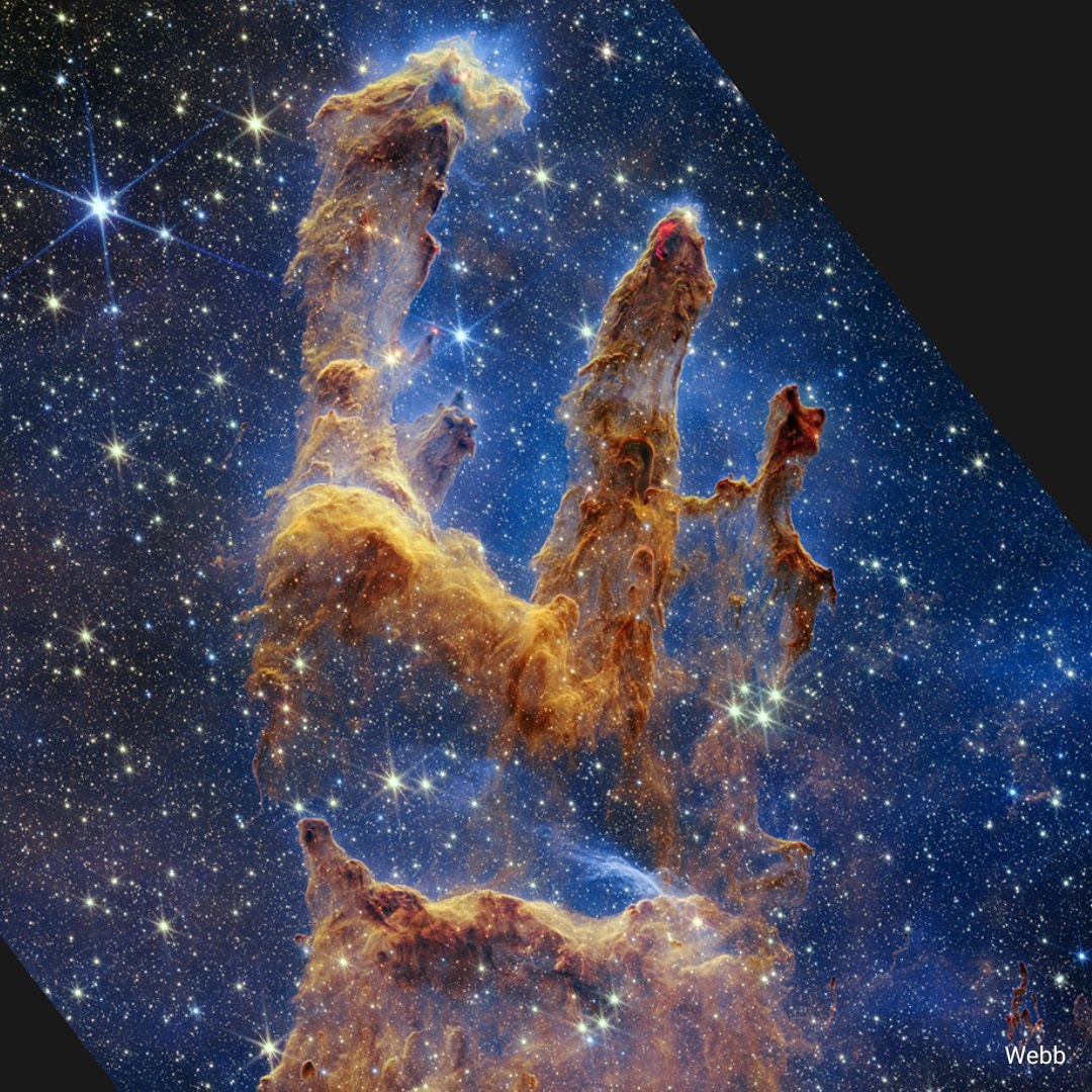 Hubble vs JWST Pillars of Creation (photo 2 of 2)