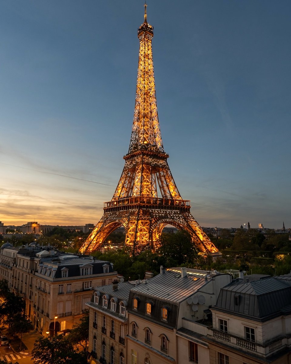 Eiffel Tower at dusk Paris