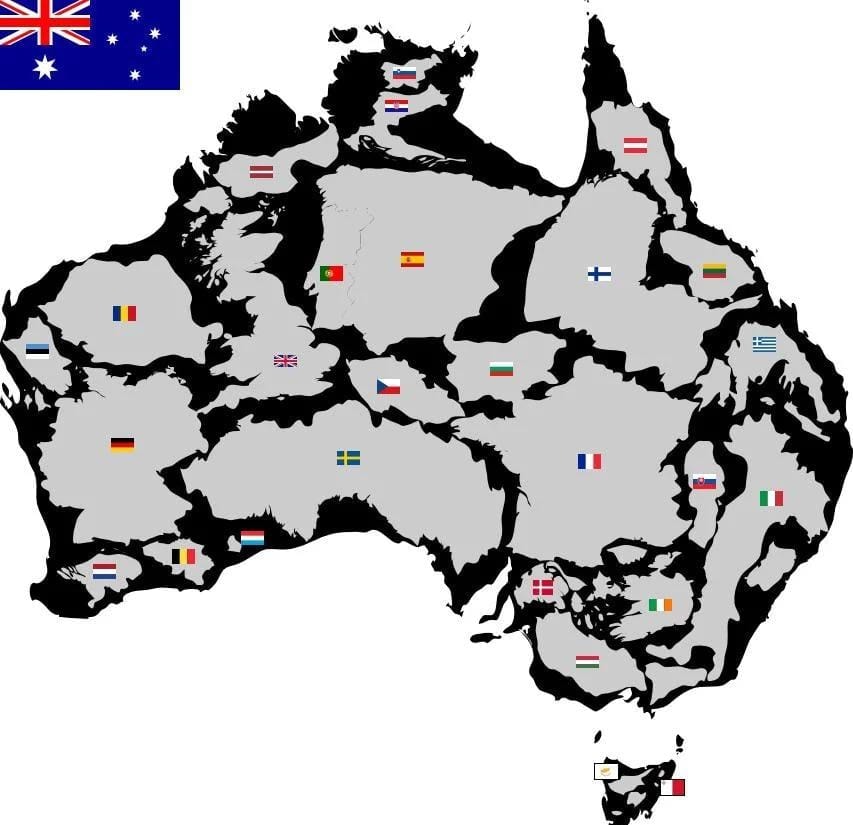 australia size comparison map